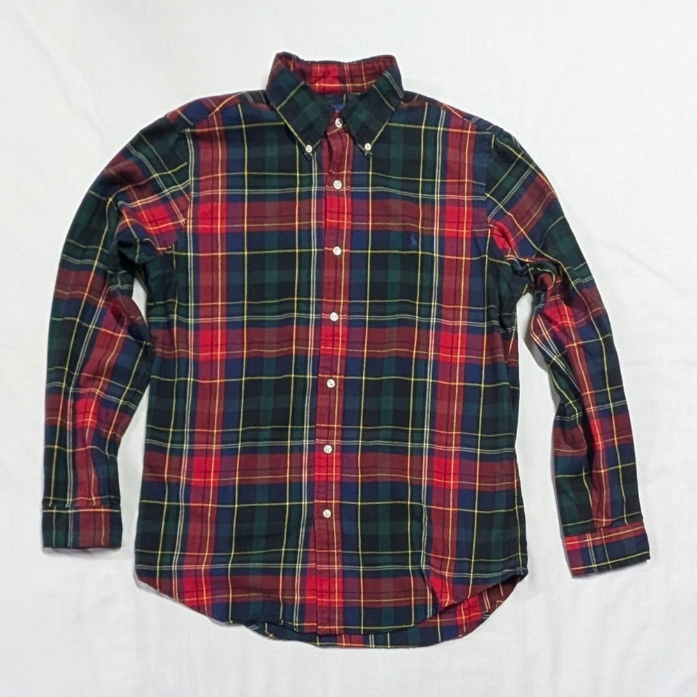 Polo Ralph Lauren Mens Classic Fit Performance Flannel Plaid Shirt Red Green M